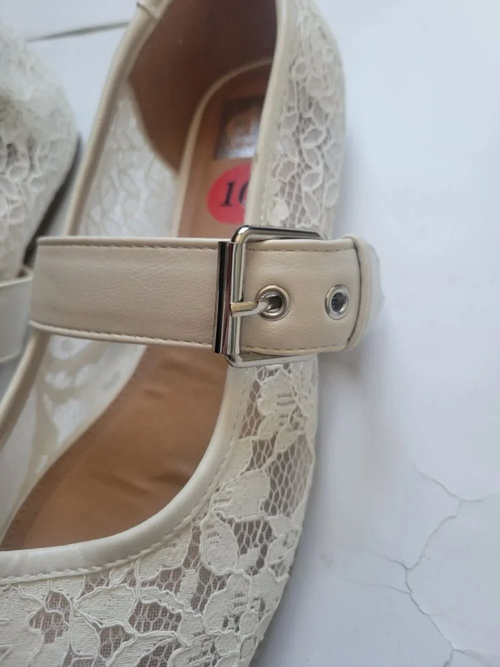 NWOT Dolce Vita White Floral Sheer Ballerina Buckle Size 10 Fairy Elegant - Picture 3 of 8